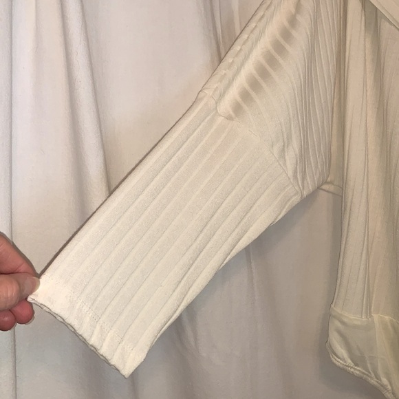 Fashion nova off shoulder cream off white ribbed bodysuit, 3/4 sleeves NWT 2XL - Picture 6 of 15